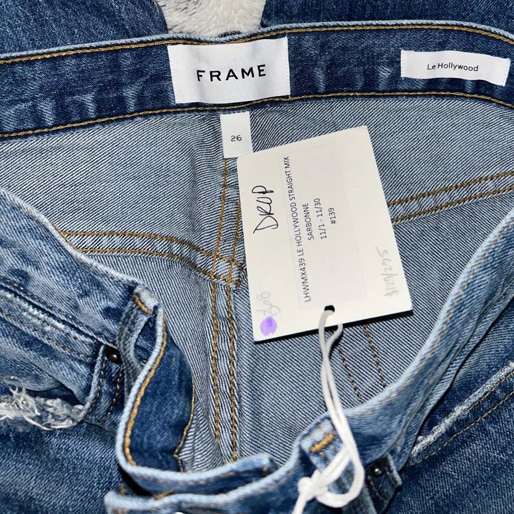 🆕 NWT Frame Denim | Le Hollywood Straight Mix Sarbonne | Size 26 - Picture 10 of 16